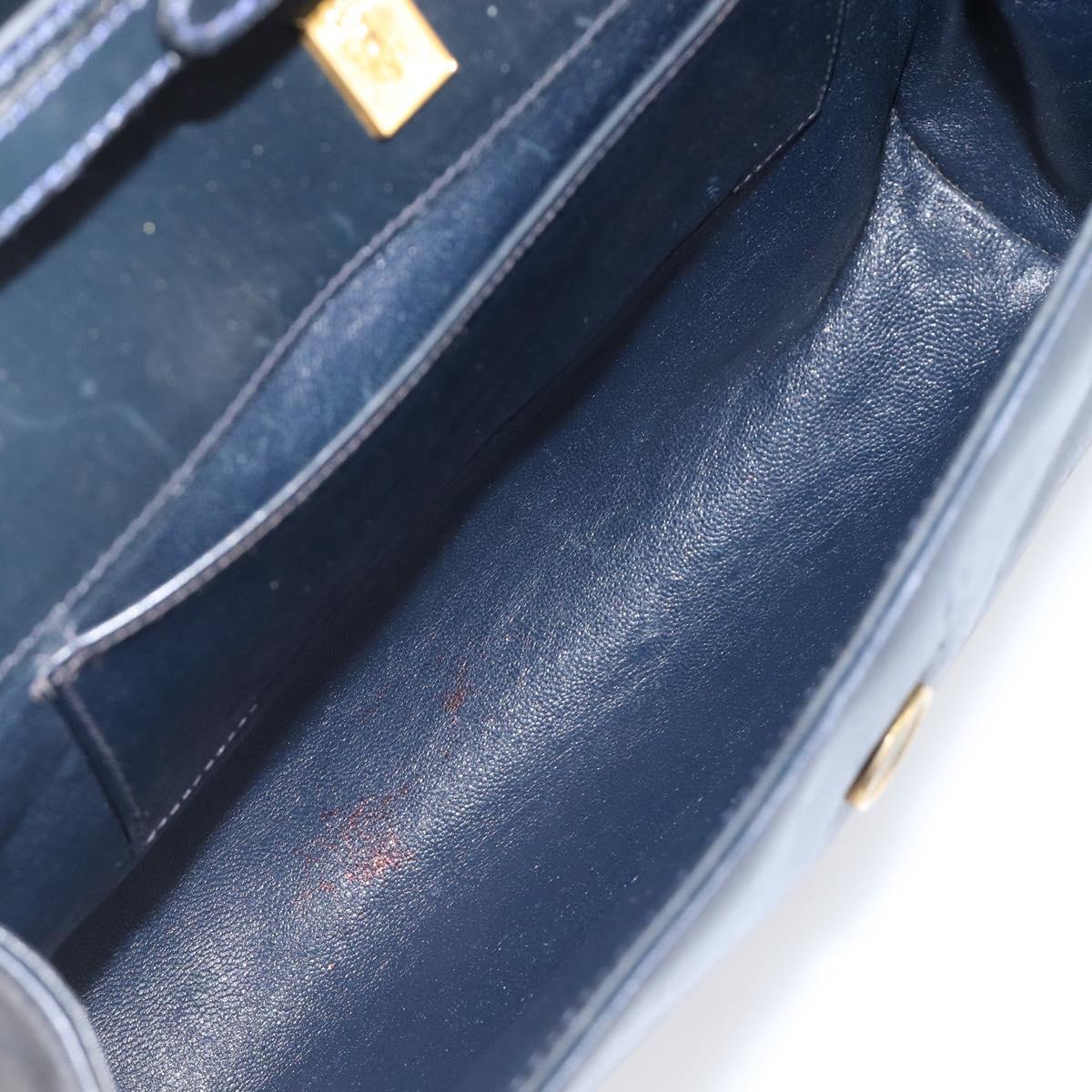 GUCCI GG Supreme Shoulder Bag PVC Navy Gold Auth ep15976