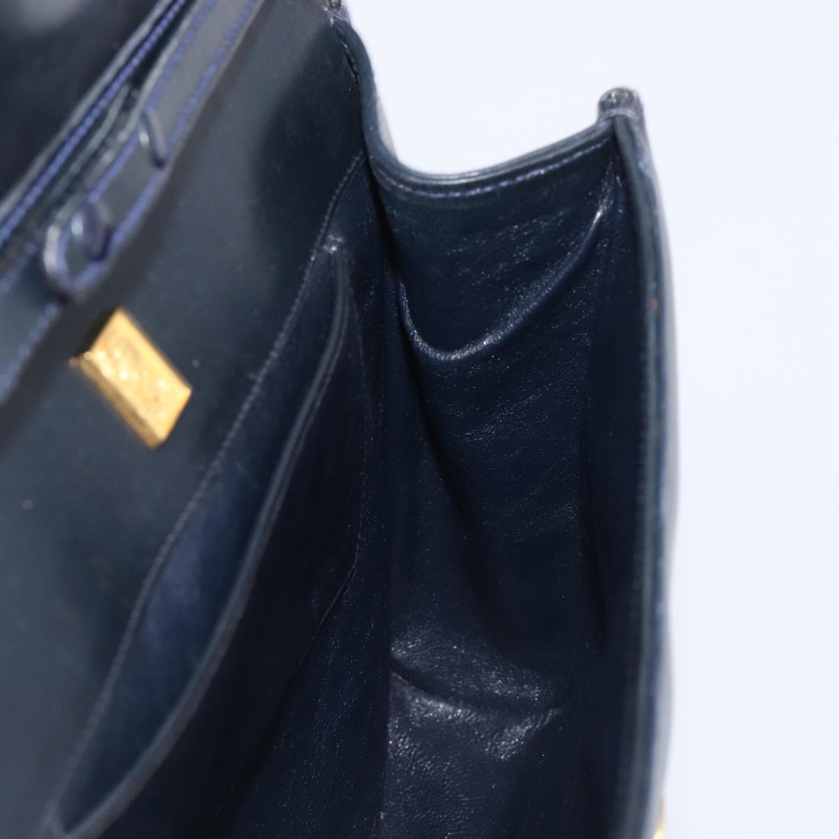 GUCCI GG Supreme Shoulder Bag PVC Navy Gold Auth ep15976