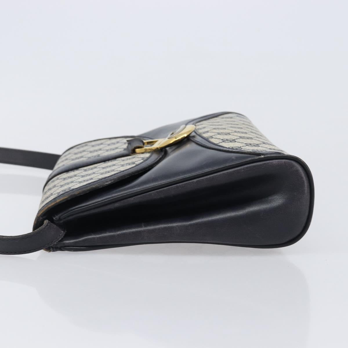 GUCCI GG Supreme Shoulder Bag PVC Navy Gold Auth ep15976