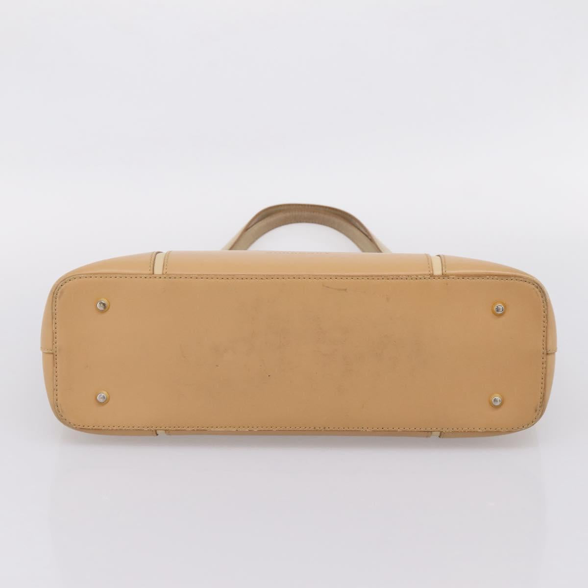 BURBERRY Hand Bag Leather Beige Gold Auth ep15977