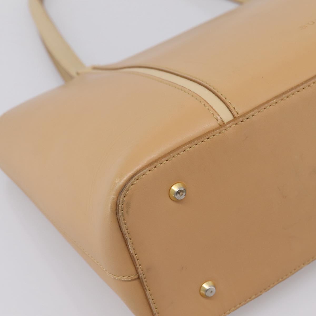 BURBERRY Hand Bag Leather Beige Gold Auth ep15977