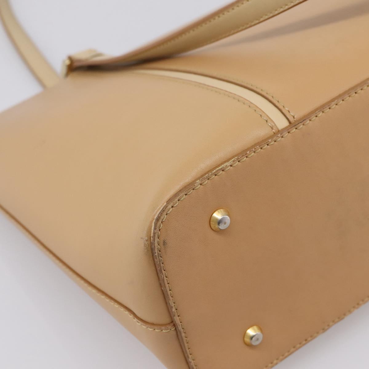 BURBERRY Hand Bag Leather Beige Gold Auth ep15977