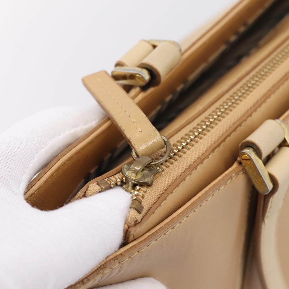 BURBERRY Hand Bag Leather Beige Gold Auth ep15977