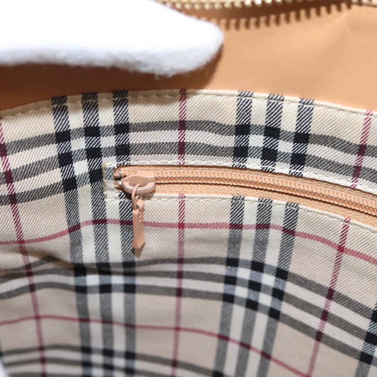 BURBERRY Hand Bag Leather Beige Gold Auth ep15977