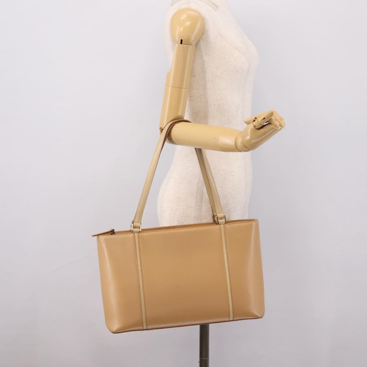 BURBERRY Hand Bag Leather Beige Gold Auth ep15977