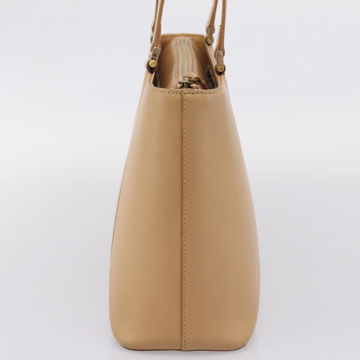 BURBERRY Hand Bag Leather Beige Gold Auth ep15977