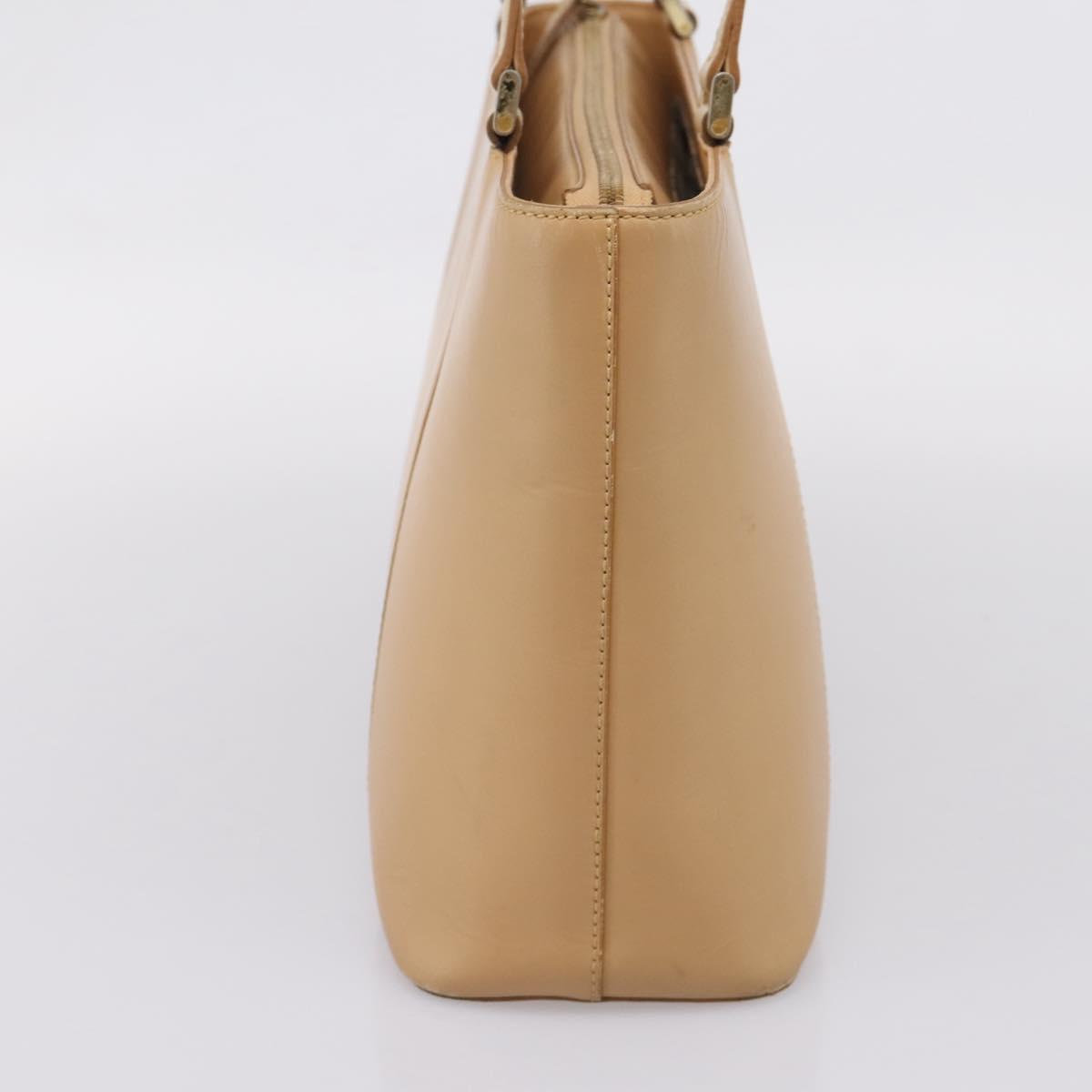 BURBERRY Hand Bag Leather Beige Gold Auth ep15977