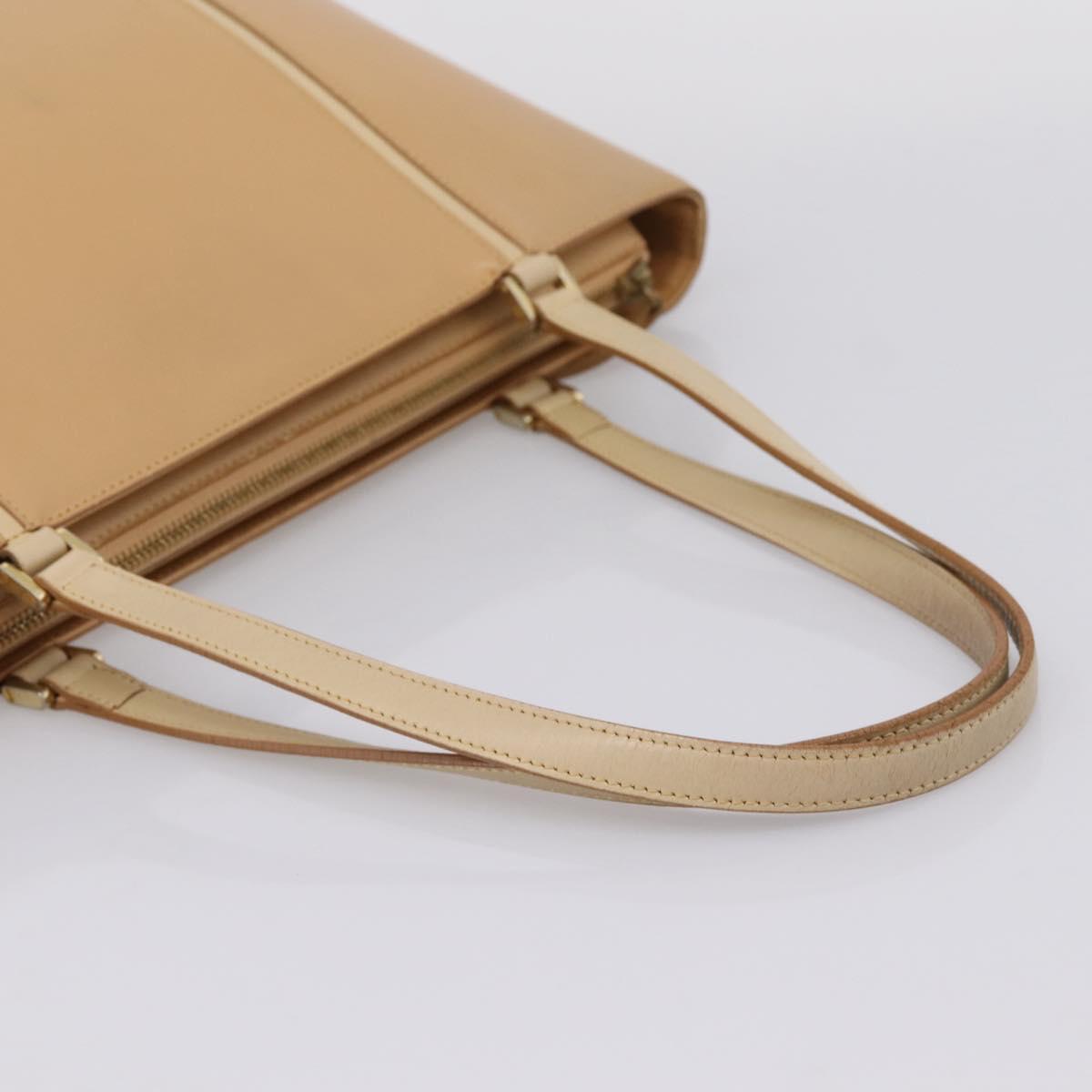 BURBERRY Hand Bag Leather Beige Gold Auth ep15977