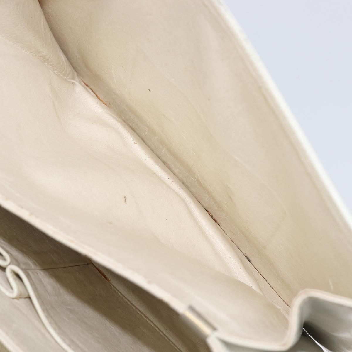 CELINE Shoulder Bag Leather White Gold Auth ep15980