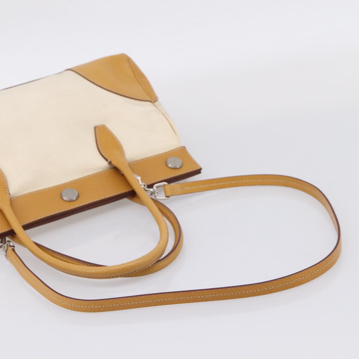 PRADA Hand Bag Canvas 2way White Silver Auth ep15981