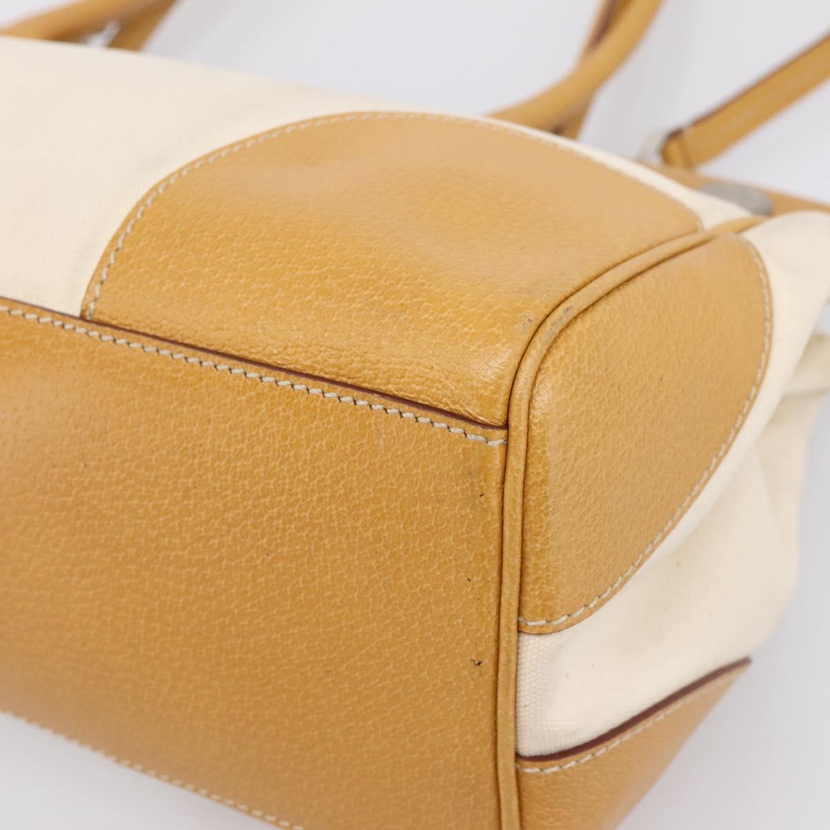 PRADA Hand Bag Canvas 2way White Silver Auth ep15981