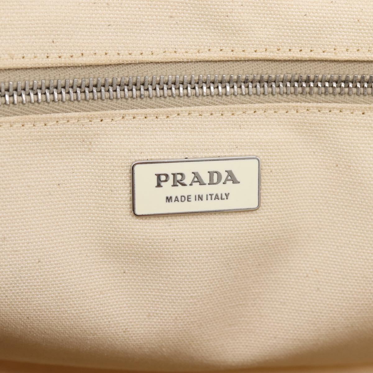 PRADA Hand Bag Canvas 2way White Silver Auth ep15981