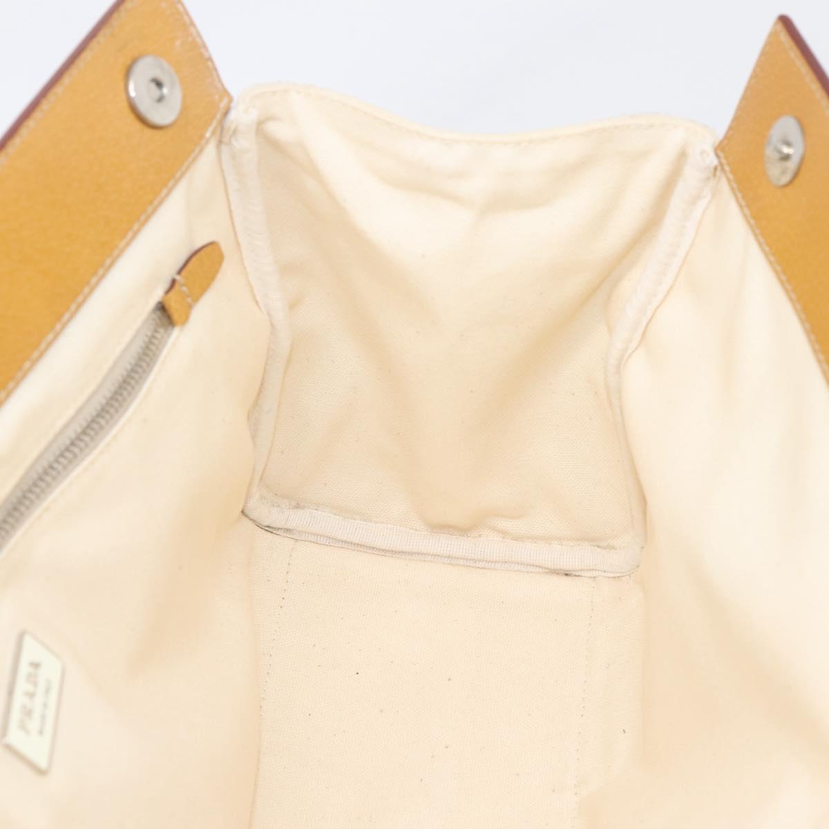 PRADA Hand Bag Canvas 2way White Silver Auth ep15981