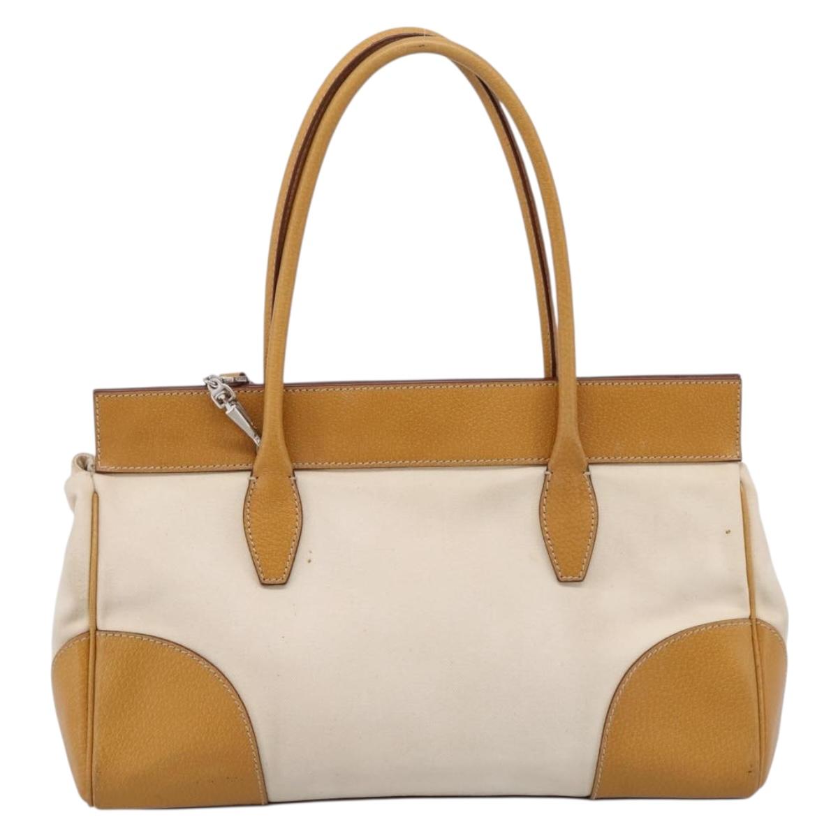 PRADA Hand Bag Canvas 2way White Silver Auth ep15981
