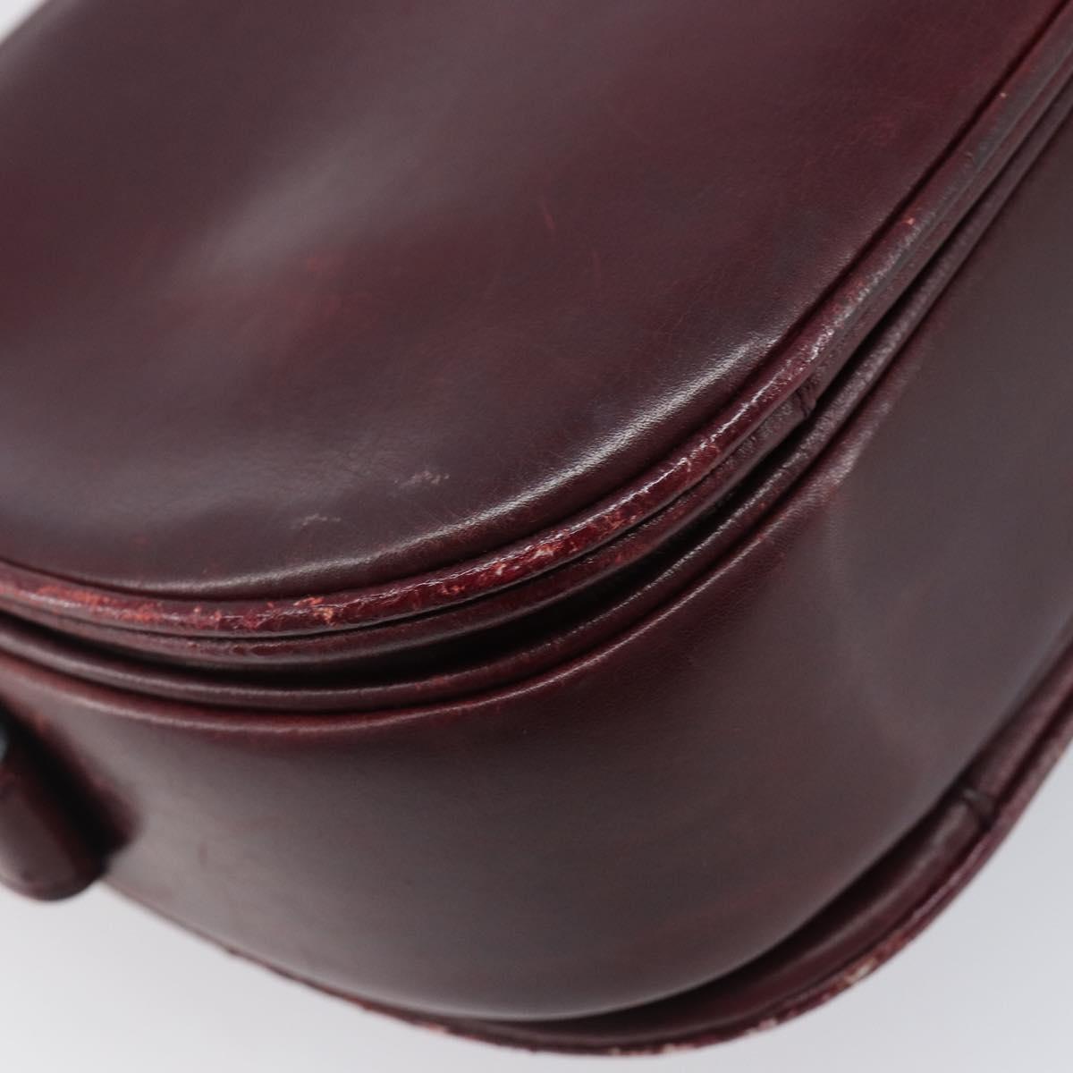 CELINE Shoulder Bag Leather Bordeaux Gold Auth ep15984
