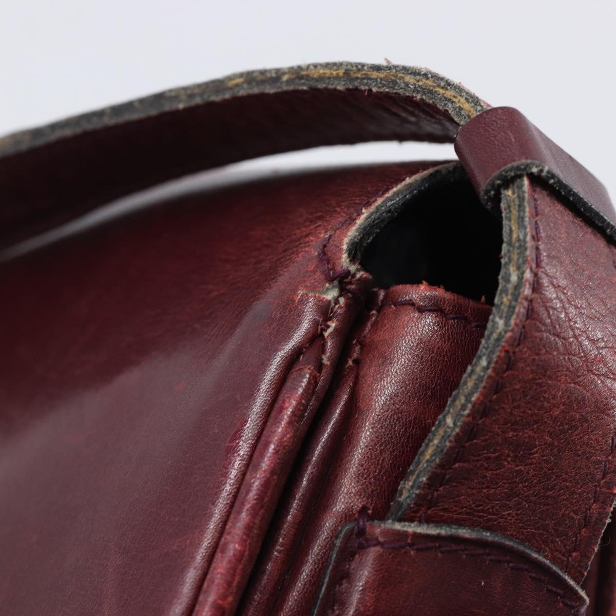 CELINE Shoulder Bag Leather Bordeaux Gold Auth ep15984