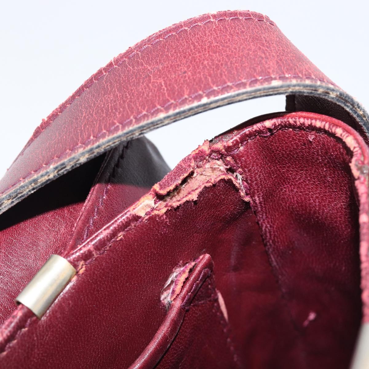 CELINE Shoulder Bag Leather Bordeaux Gold Auth ep15984