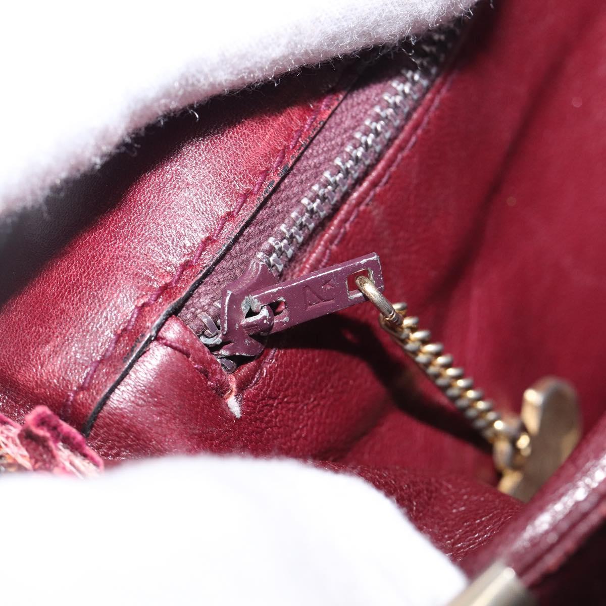 CELINE Shoulder Bag Leather Bordeaux Gold Auth ep15984