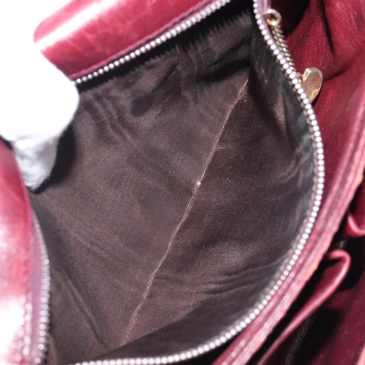 CELINE Shoulder Bag Leather Bordeaux Gold Auth ep15984
