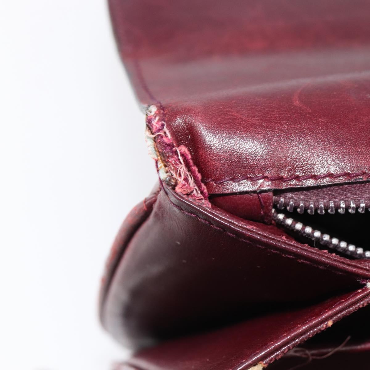 CELINE Shoulder Bag Leather Bordeaux Gold Auth ep15984