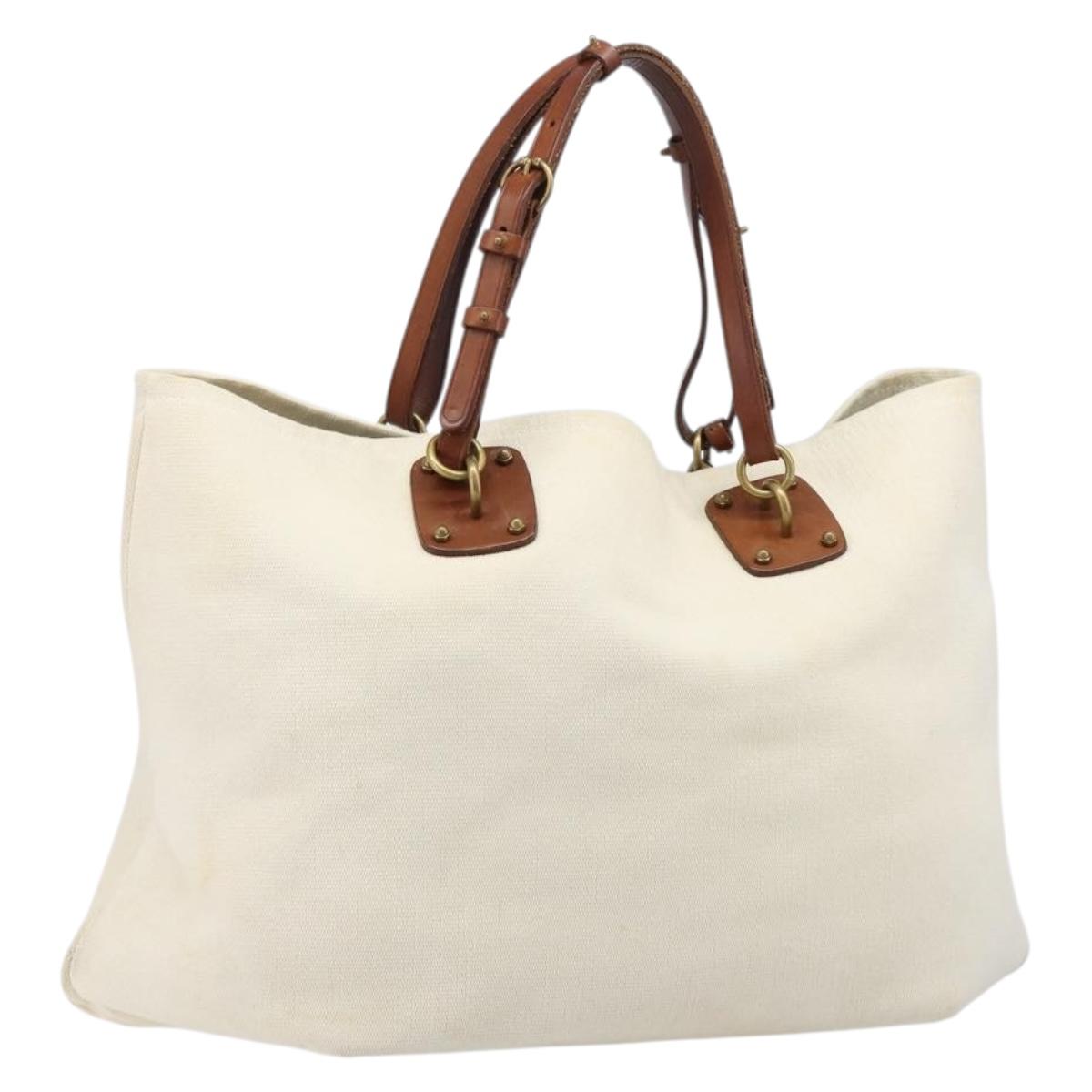 BOTTEGA VENETA Tote Bag Canvas Beige Gold Auth ep15985
