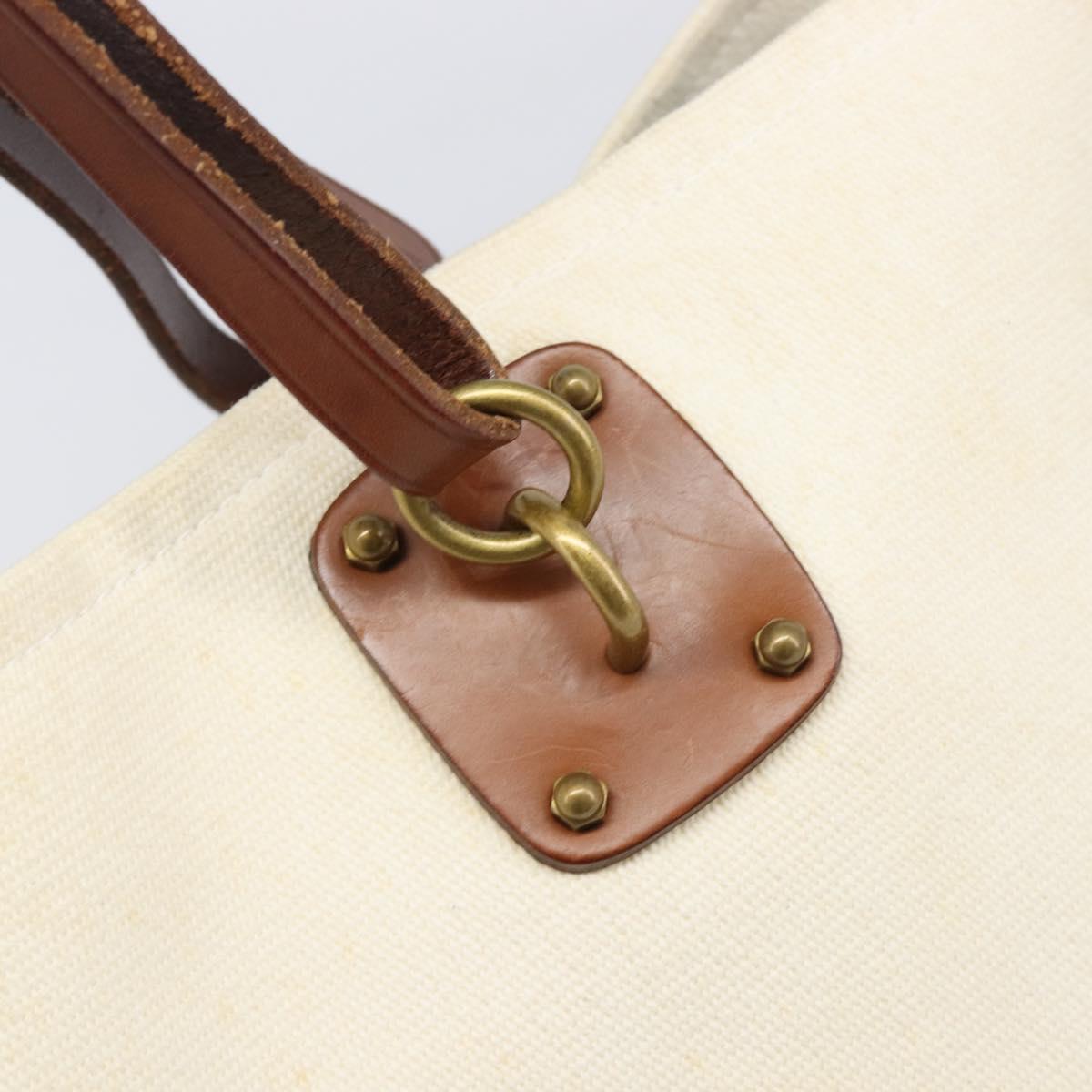 BOTTEGA VENETA Tote Bag Canvas Beige Gold Auth ep15985