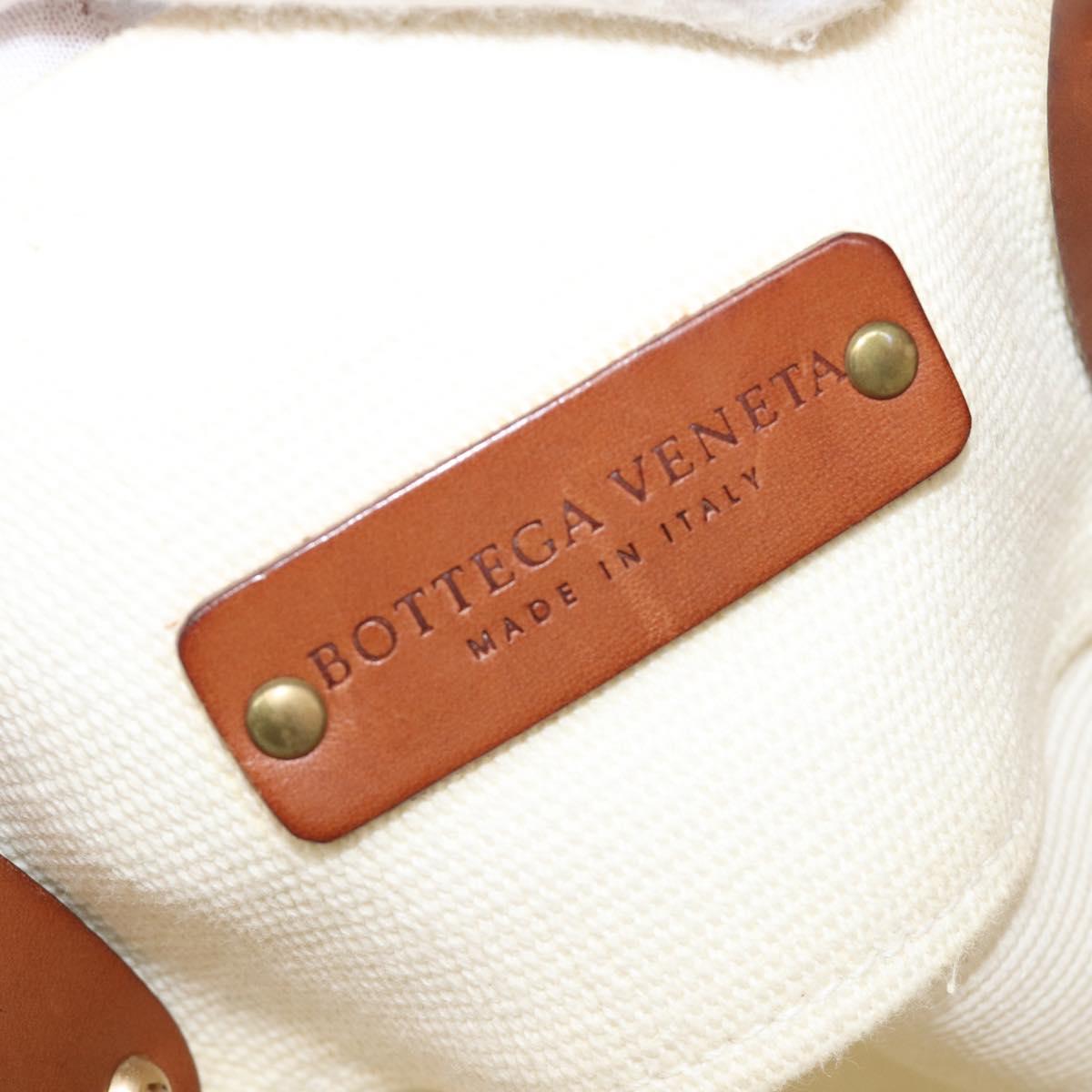 BOTTEGA VENETA Tote Bag Canvas Beige Gold Auth ep15985