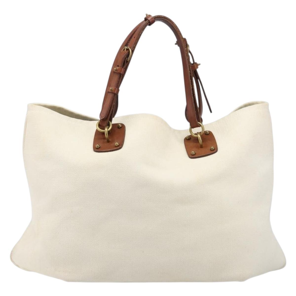 BOTTEGA VENETA Tote Bag Canvas Beige Gold Auth ep15985