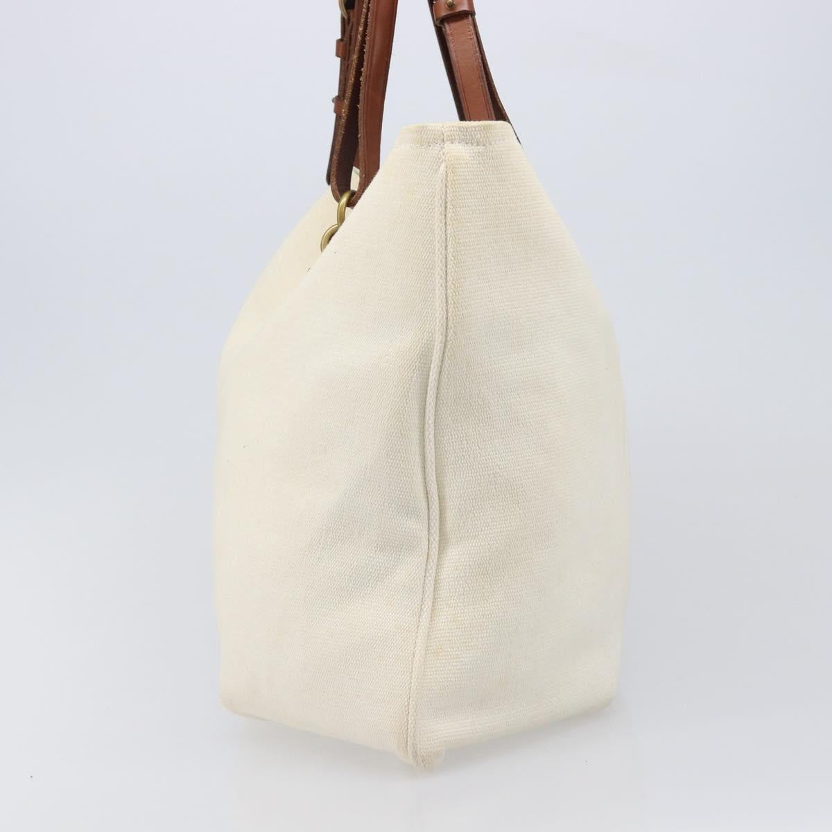 BOTTEGA VENETA Tote Bag Canvas Beige Gold Auth ep15985