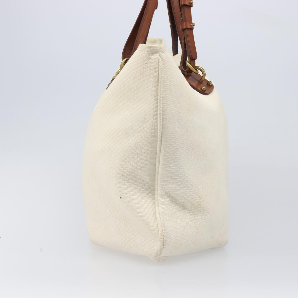 BOTTEGA VENETA Tote Bag Canvas Beige Gold Auth ep15985