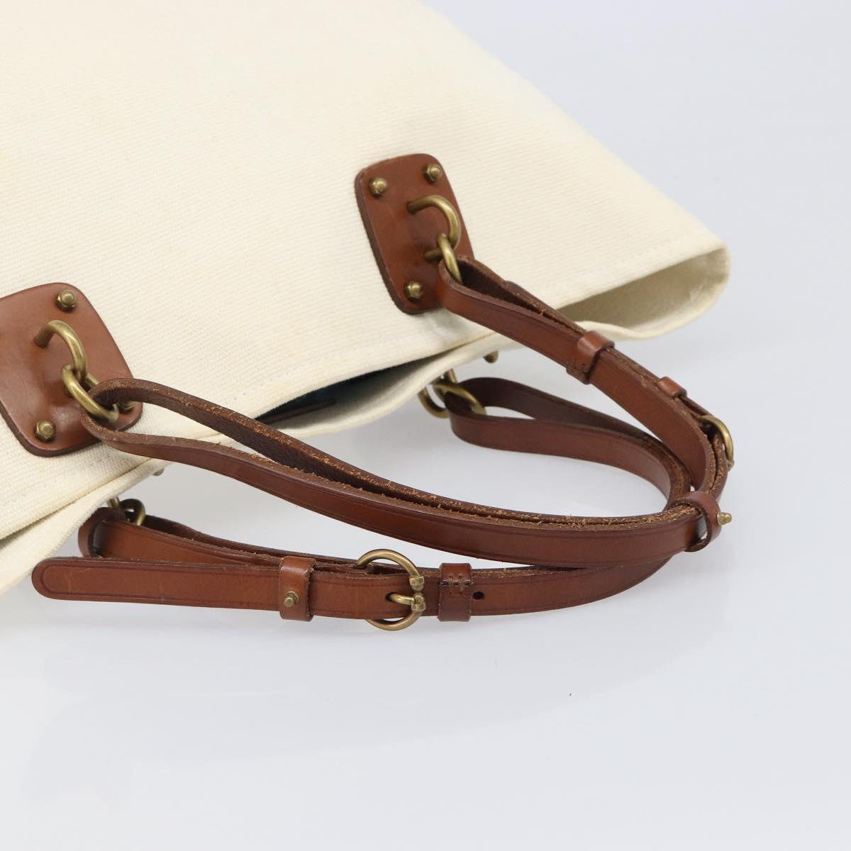 BOTTEGA VENETA Tote Bag Canvas Beige Gold Auth ep15985