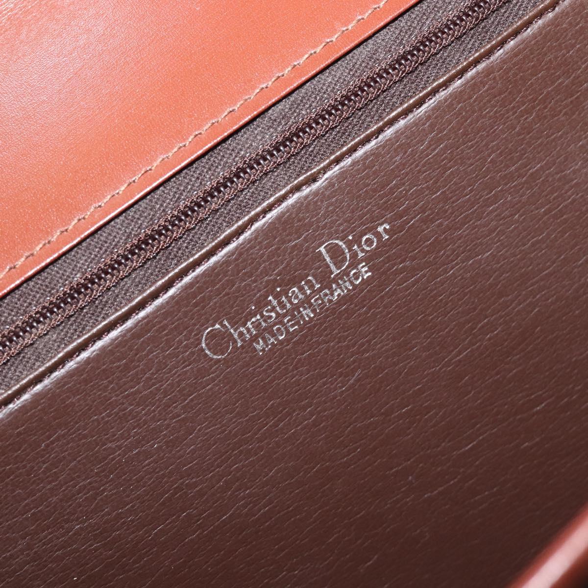 Christian Dior Hand Bag Leather Brown Gold Auth ep15988