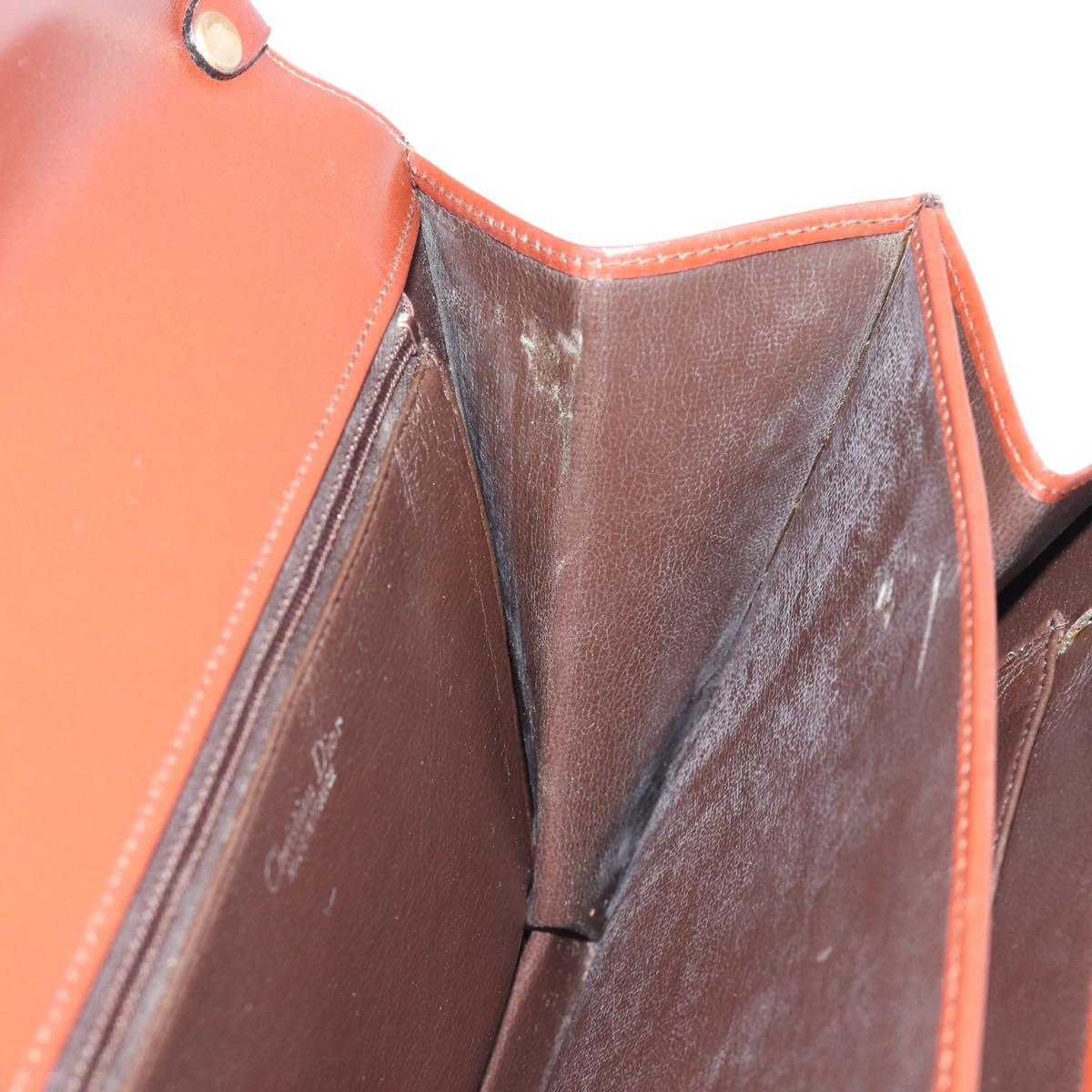 Christian Dior Hand Bag Leather Brown Gold Auth ep15988