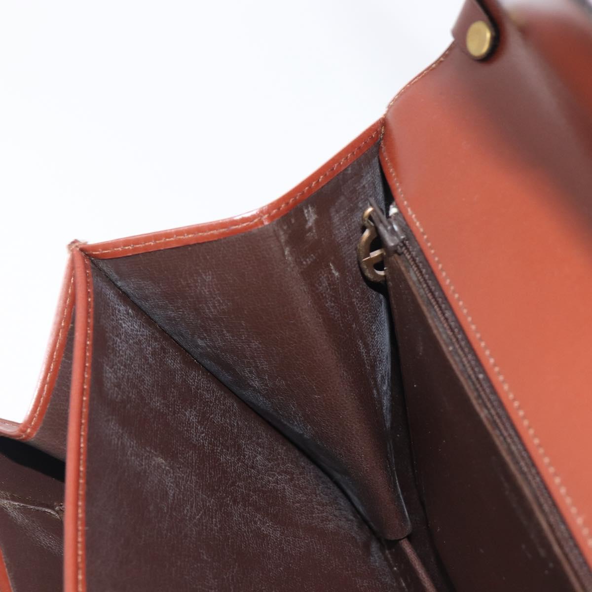 Christian Dior Hand Bag Leather Brown Gold Auth ep15988