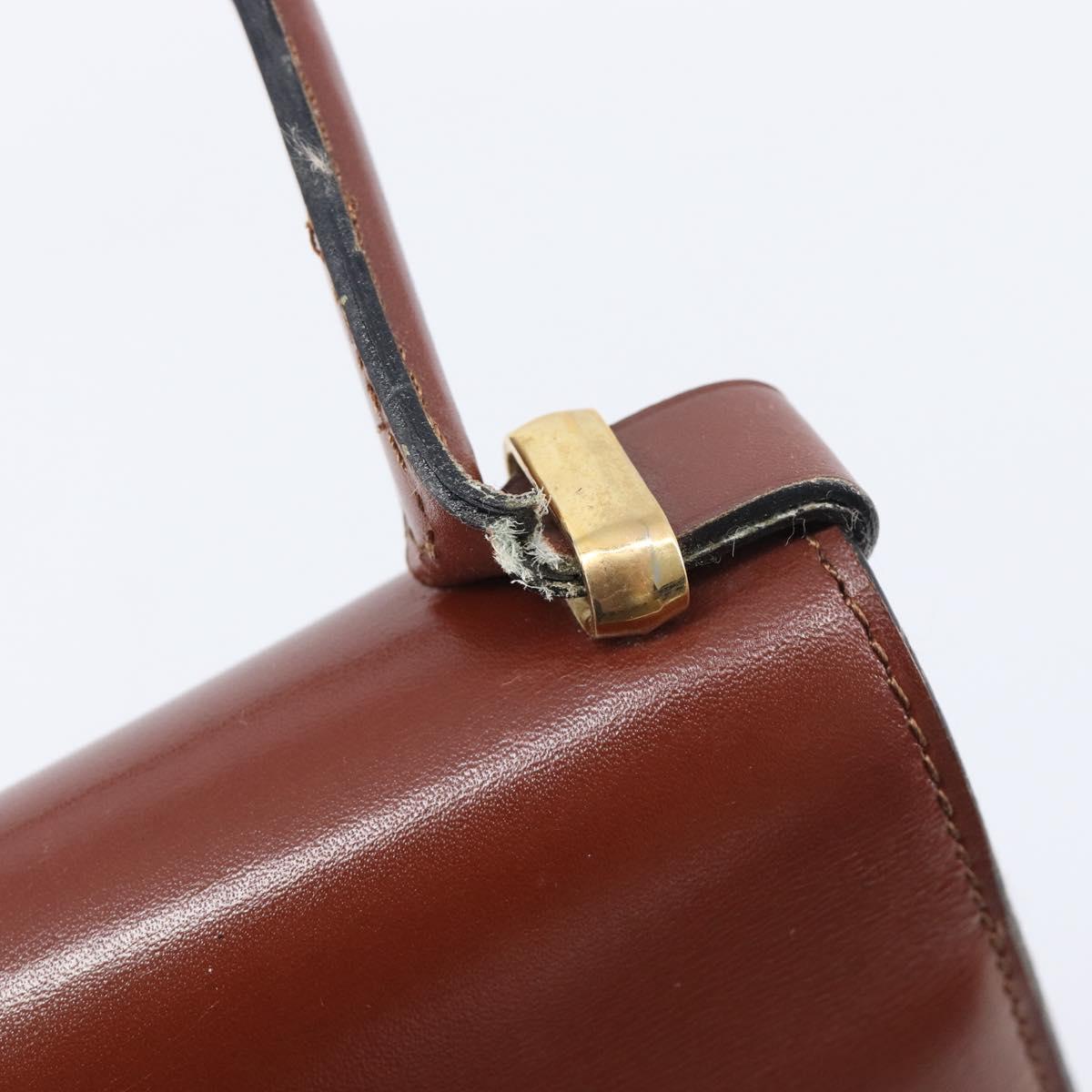 Christian Dior Hand Bag Leather Brown Gold Auth ep15988