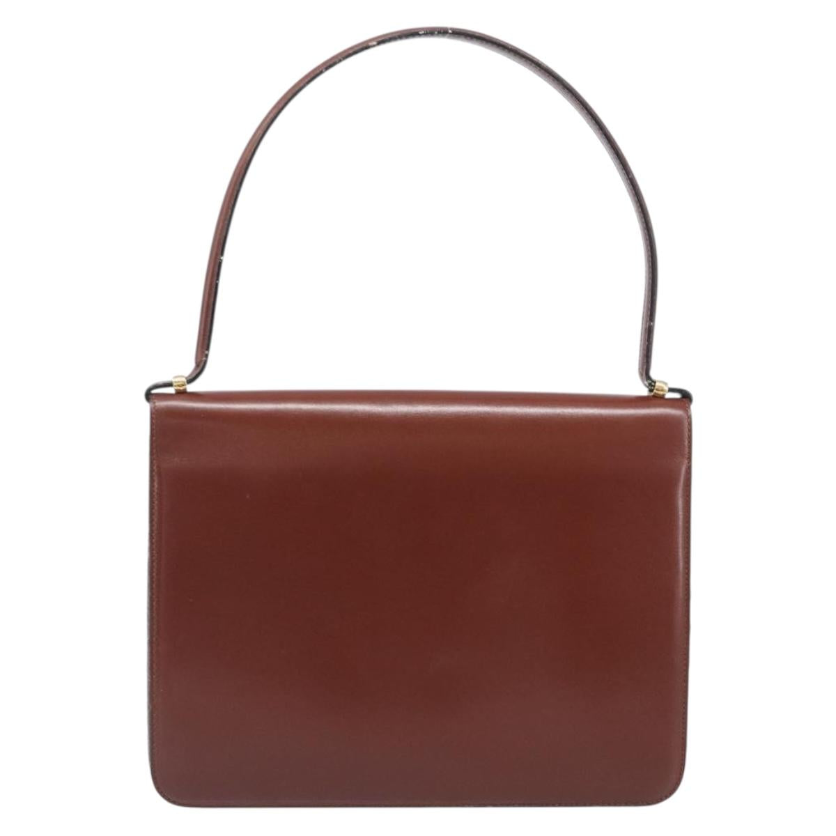 Christian Dior Hand Bag Leather Brown Gold Auth ep15988