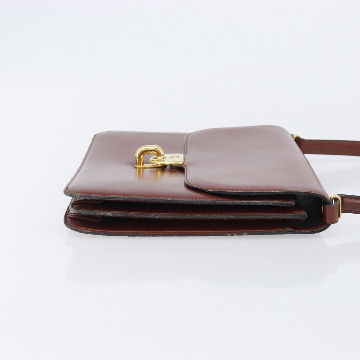 Christian Dior Hand Bag Leather Brown Gold Auth ep15988
