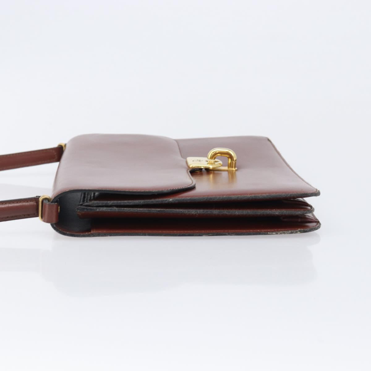 Christian Dior Hand Bag Leather Brown Gold Auth ep15988