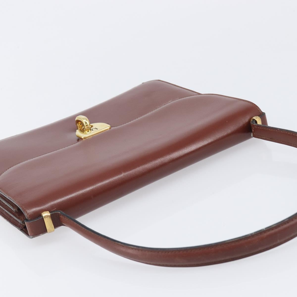 Christian Dior Hand Bag Leather Brown Gold Auth ep15988