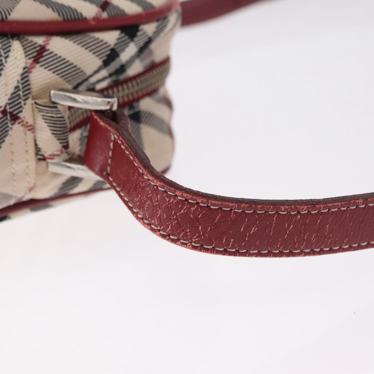 BURBERRY Nova Check Blue Label Shoulder Bag Canvas Beige Silver Auth ep15989