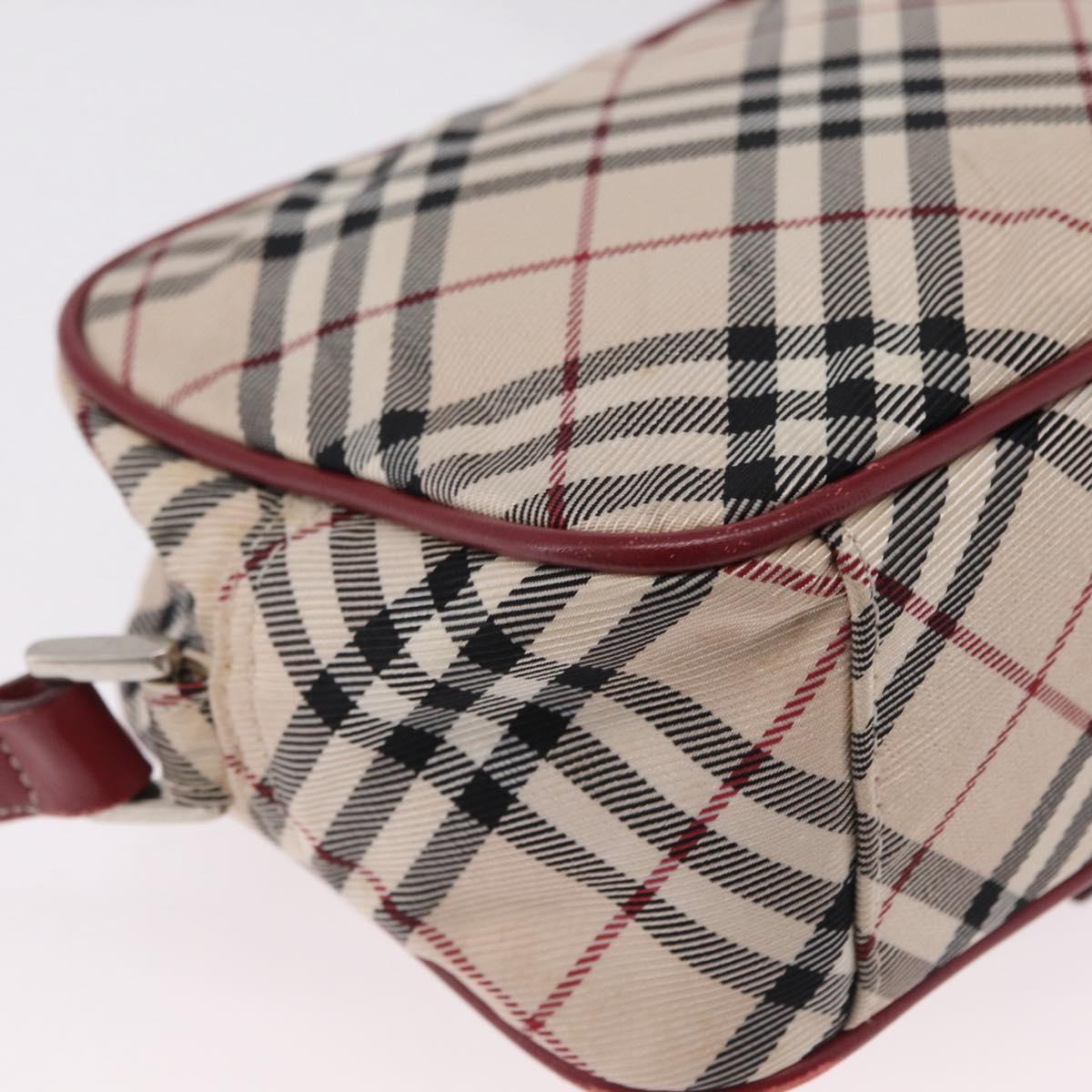 BURBERRY Nova Check Blue Label Shoulder Bag Canvas Beige Silver Auth ep15989