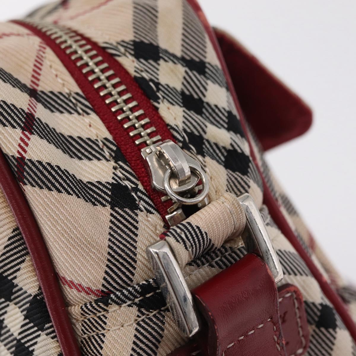 BURBERRY Nova Check Blue Label Shoulder Bag Canvas Beige Silver Auth ep15989