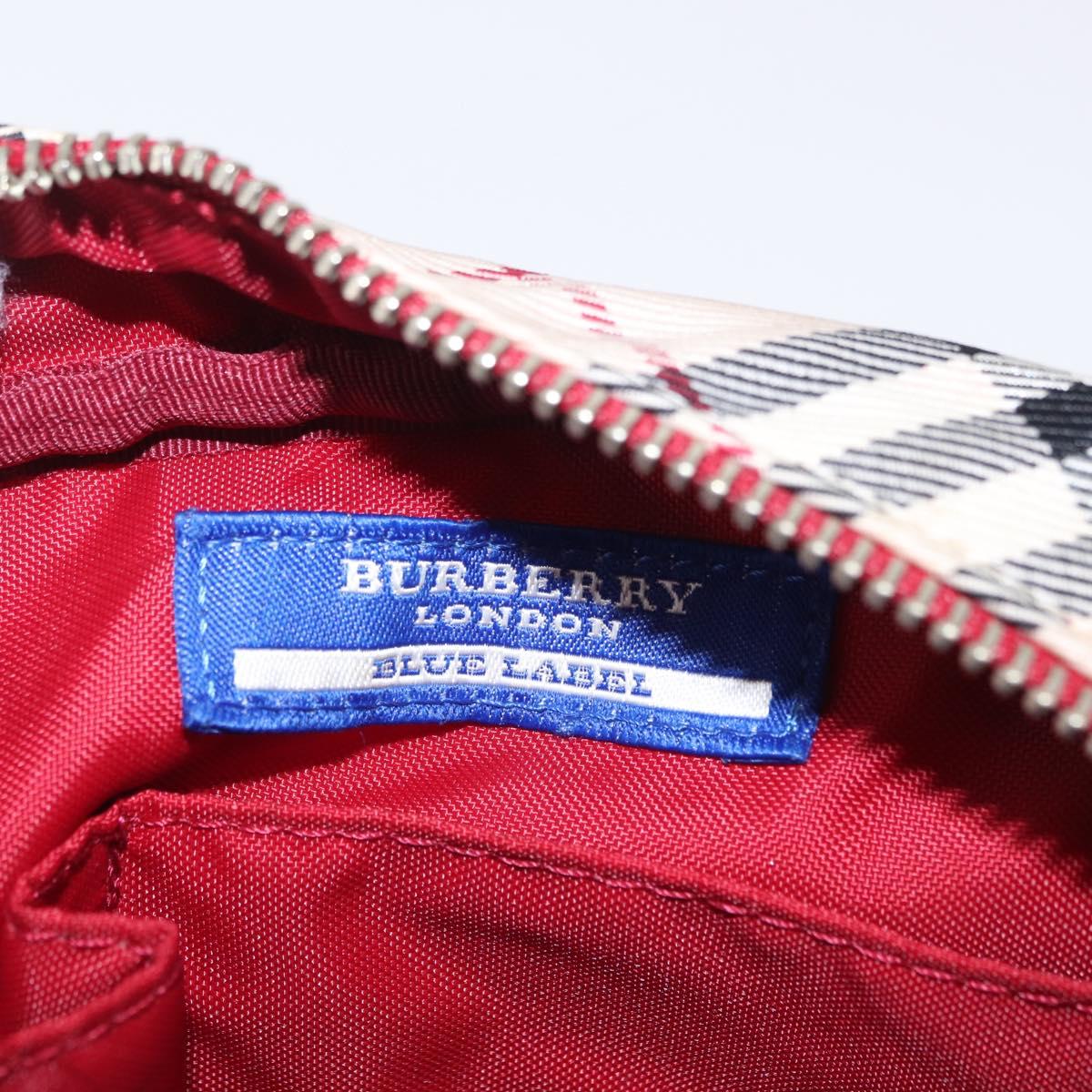 BURBERRY Nova Check Blue Label Shoulder Bag Canvas Beige Silver Auth ep15989