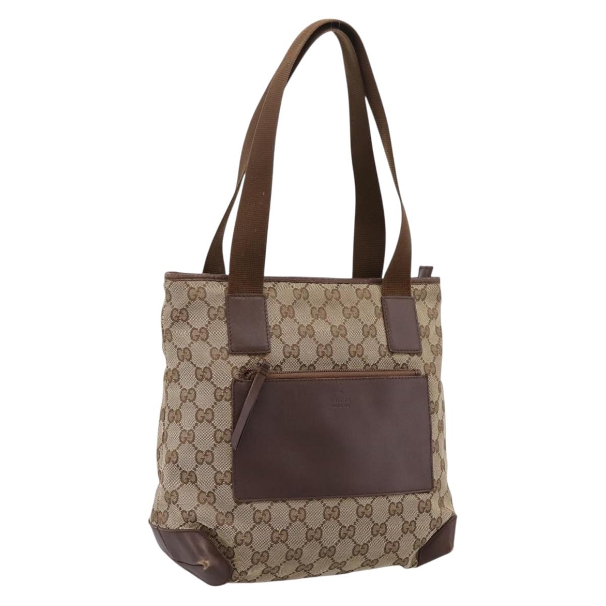 GUCCI GG Canvas Tote Bag Beige Silver 019 0402 Auth ep15996
