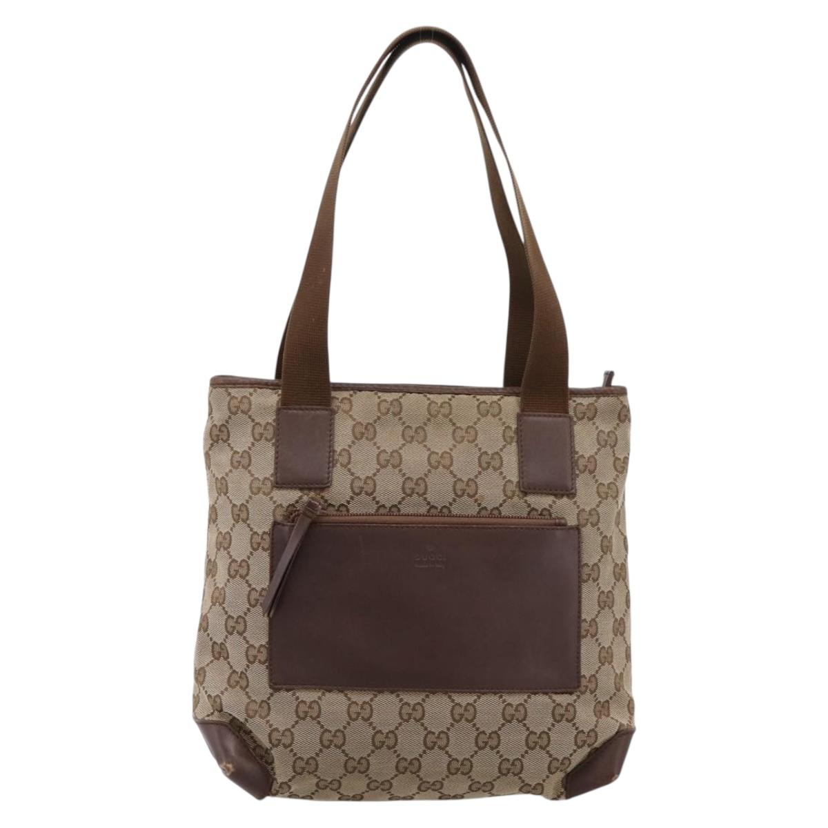 GUCCI GG Canvas Tote Bag Beige Silver 019 0402 Auth ep15996