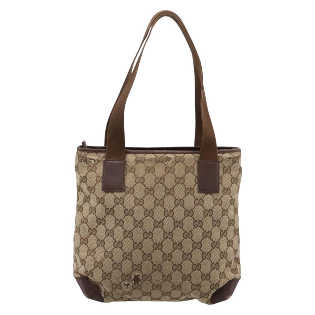 GUCCI GG Canvas Tote Bag Beige Silver 019 0402 Auth ep15996