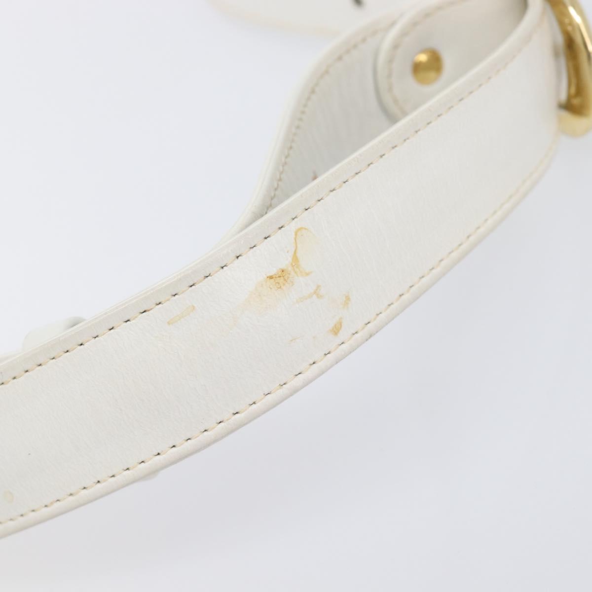 CELINE Shoulder Bag Leather White Gold Auth ep15998