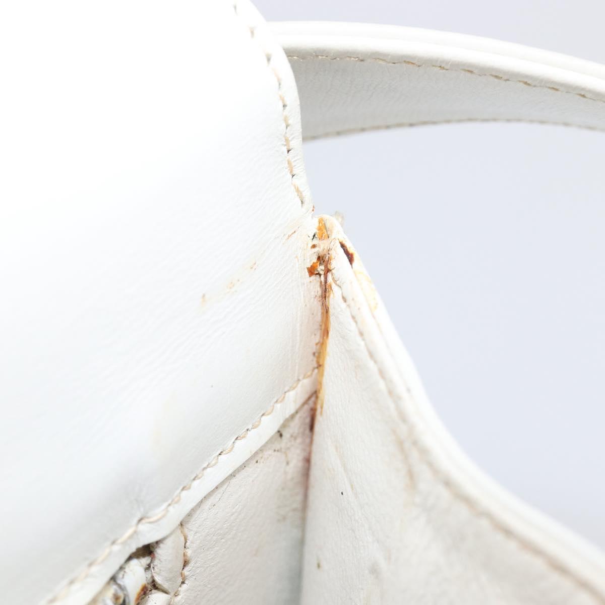 CELINE Shoulder Bag Leather White Gold Auth ep15998