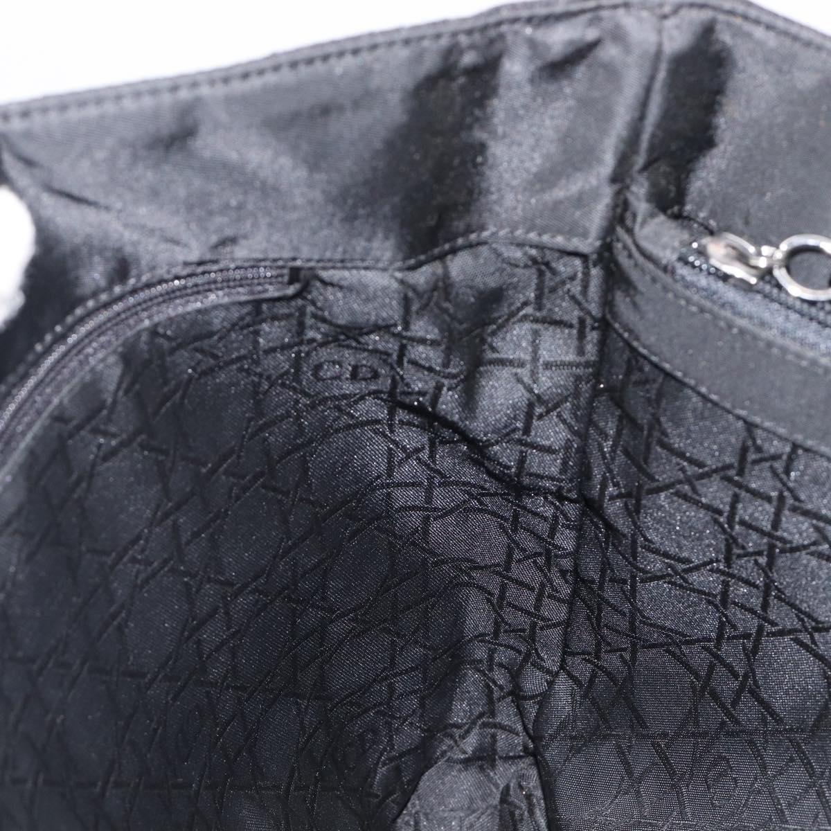 Christian Dior Canage Hand Bag Nylon Black Silver Auth ep15999