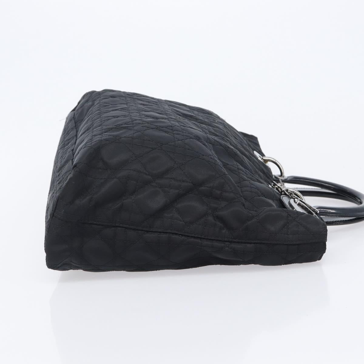 Christian Dior Canage Hand Bag Nylon Black Silver Auth ep15999
